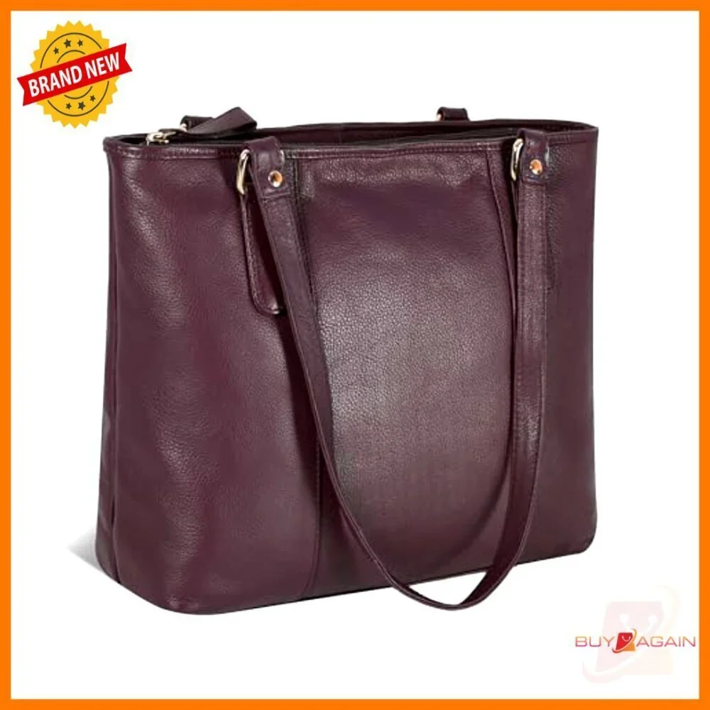 Genuine Leather Tote Bag for Women, Adjustable Strap, Multiple Pockets, Work